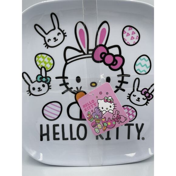 Hello Kitty by Sanrio Set of 4 Square Melamine Plates Spring Easter NEW - Picture 2 of 8
